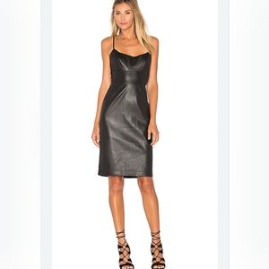 NEW BCBG Maxazria Alese Timeless Little Black Mini Dress Faux Leather SIZE 4